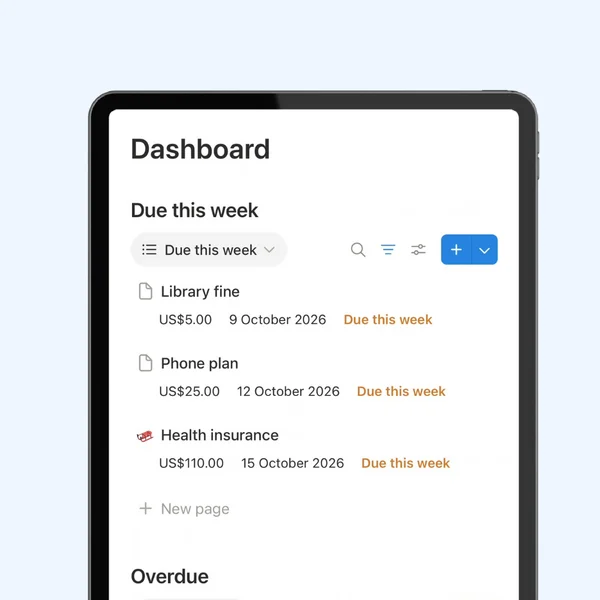 Student bills tracker