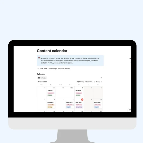 Content calendar